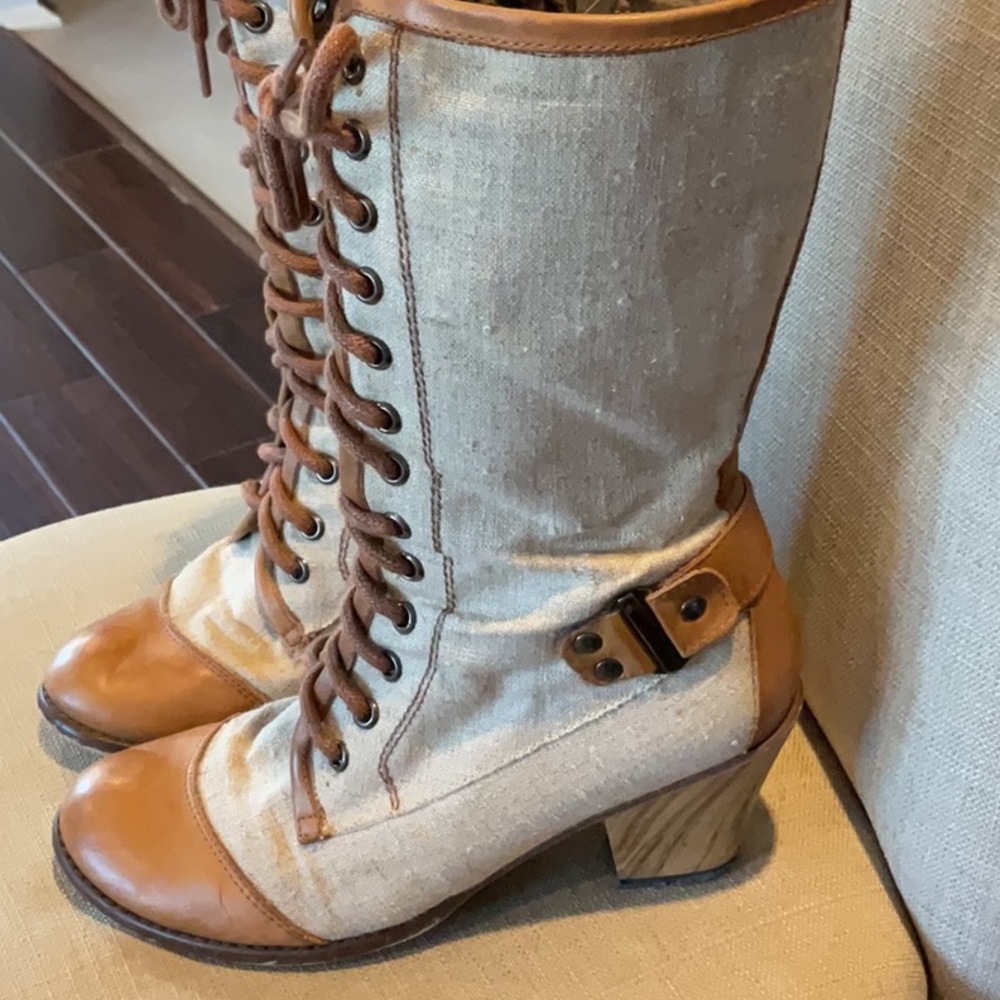 Boots from Spain, leather and fabric.